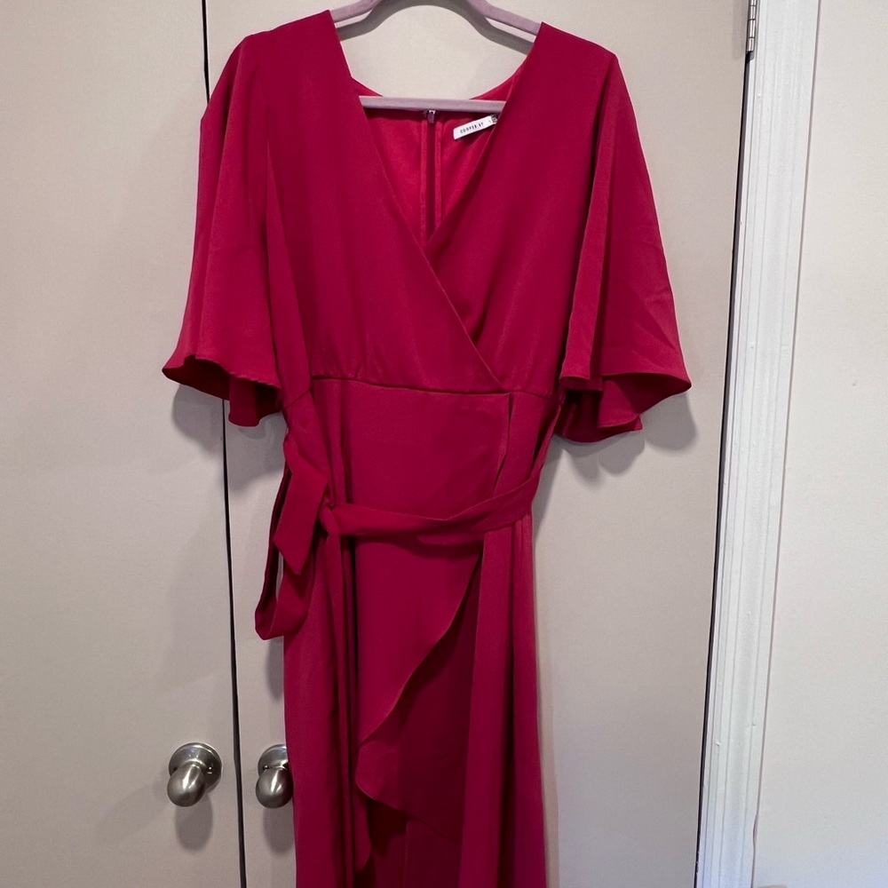 Elegant Pink Wrap Dress